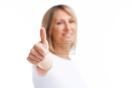 Photo for Picture of blonde woman over back isolated background. High quality photo - Royalty Free Image