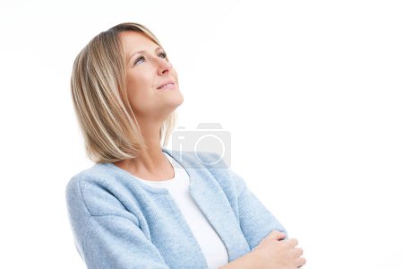 Foto de Imagen de una mujer rubia sobre un fondo aislado. Foto de alta calidad - Imagen libre de derechos