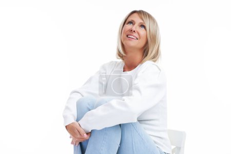 Foto de Picture of blonde woman isolated over white background. High quality photo - Imagen libre de derechos