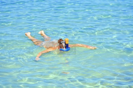 Photo for Woman snorkeling in water of Red Sea. High quality photo - Royalty Free Image
