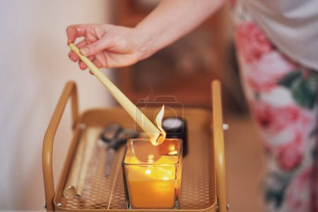 Photo for Picture of woman having candle therapy concha. High quality photo - Royalty Free Image