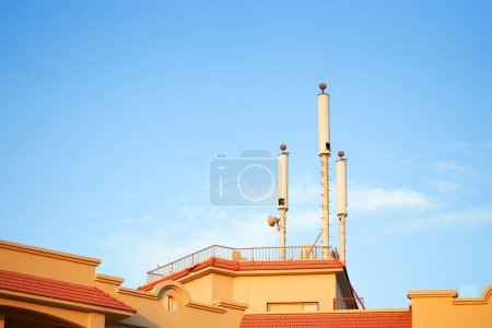 Picture of gsm tower on top of roof in Egypt. High quality photo
