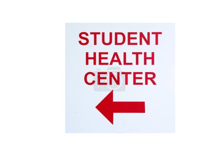 Foto de Signo de centro de salud estudiante con flecha roja - Imagen libre de derechos