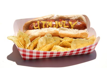 Foto de Hot dog with  sausage with 4th july text - Imagen libre de derechos