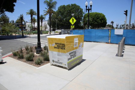 Photo for Santa Ana, California / USA - September 23-2020: OFFICIAL BALLOT DROP BOX. California Official Ballot Drop Box placed ready to accept Voting Ballots for the upcoming election - Royalty Free Image