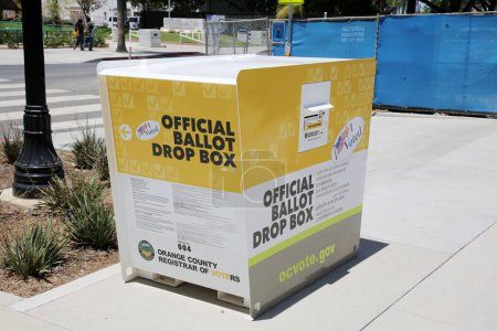 Photo for Santa Ana, California / USA - September 23-2020: OFFICIAL BALLOT DROP BOX. California Official Ballot Drop Box placed ready to accept Voting Ballots for the upcoming election - Royalty Free Image