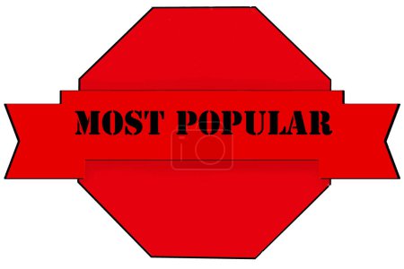 Téléchargez les photos : Bannière rouge la plus populaire isolée sur blanc - en image libre de droit