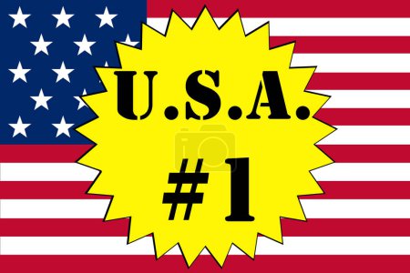 Foto de Usa flag and yellow label - Imagen libre de derechos