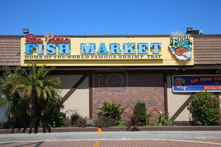 Photo for San Pedro, California - USA - May 11, 2022: San Pedro FISH MARKET. A seafood market that sells fresh fish and ocean animals. Fisher mans Market. - Royalty Free Image
