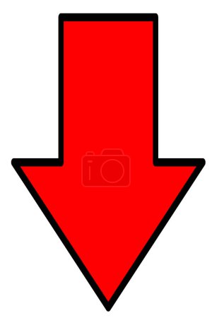 Foto de Down  red arrow isolated on white background - Imagen libre de derechos