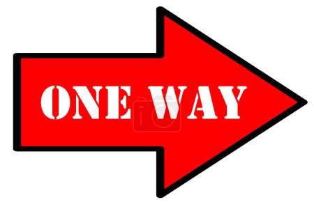Foto de One way text on red arrow isolated on white background - Imagen libre de derechos