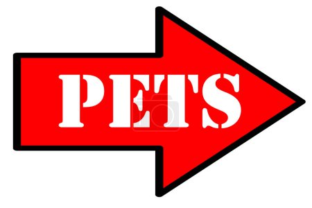 Téléchargez les photos : Pets text on red arrow isolated on white background - en image libre de droit