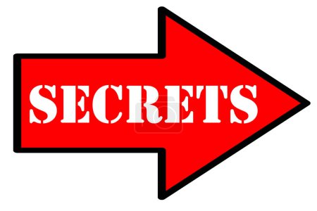 Téléchargez les photos : Secrets text on red arrow isolated on white background - en image libre de droit