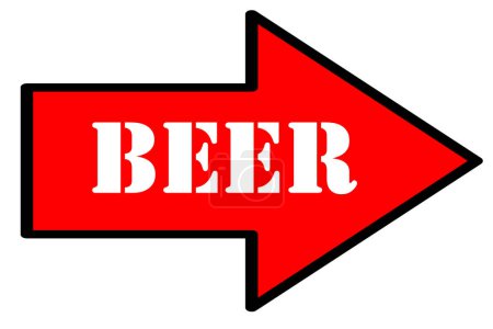 Foto de Beer text on red arrow isolated on white background - Imagen libre de derechos