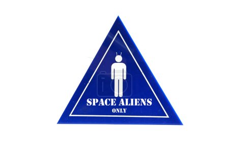 Photo for Close-up shot of space aliens only toilet sign isolated on white - Royalty Free Image