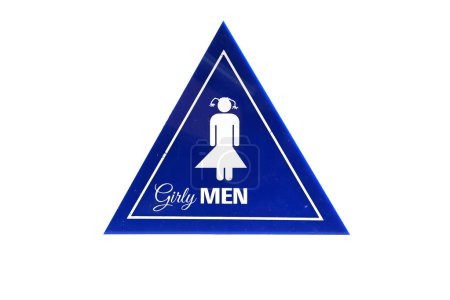 Photo for Close-up shot of girly men toilet sign isolated on white - Royalty Free Image