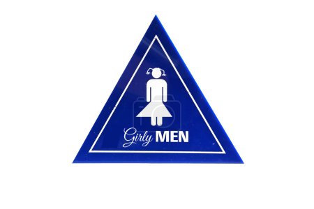 Téléchargez les photos : Gros plan de girly hommes signe de toilette isolé sur blanc - en image libre de droit