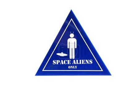 Photo for Close-up shot of space aliens only toilet sign isolated on white - Royalty Free Image