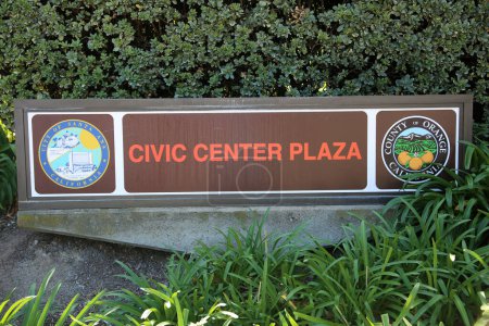 Photo for California, USA - February 21, 2022: civic center plaza sign board in California, United states - Royalty Free Image