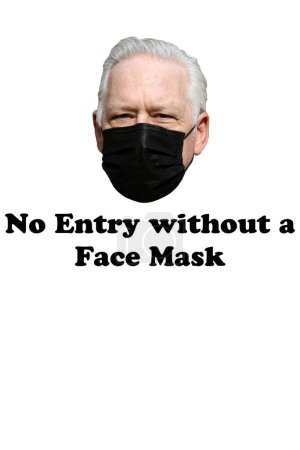 Photo for Elderly man in the medical mask. no entry without face mask - Royalty Free Image