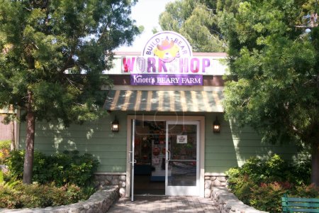 Photo for Buena Park, California - USA - April - 27-2023: Knott's Berry Farm. Knotts Berry Farm entrance and ticket booths. Build a Bear Work Shop is one of the many activities people can enjoy while visiting. - Royalty Free Image