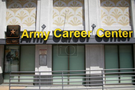 Photo for Long Beach - California - USA - April 19, 2023: Army Career Center. Army Recruiting Station. Military Recruiting Office. Army is an important part of our Military System. Army helps keep America Safe. - Royalty Free Image
