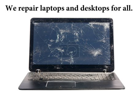 Photo for Burned laptop and keyboard, equipment fire due to faulty battery and wiring. Laptop Computer setting the world on fire. Laptop burned up in fire. Fire hazard. Losing data. Laptop Damage. Isolated. - Royalty Free Image