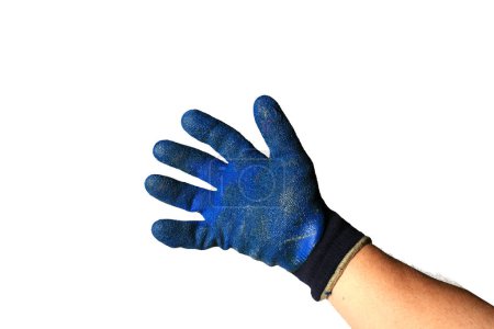 Foto de Mans mano usando guantes de seguridad de construcción - Imagen libre de derechos