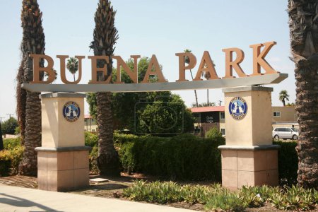 Photo for Buena Park California - USA - September 13, 2023. Buena Park Sign. City Sign. Welcome to Buena Park. Road Sign. City Sign. City of Buena Park. City. Southern California is home to many special people. - Royalty Free Image