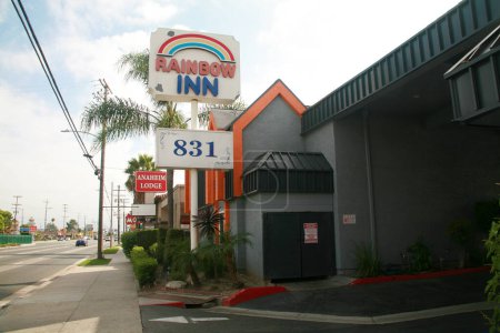 Photo for Anaheim - Buena Park, California - USA - September 17-2023: WELCOME TO THE RAINBOW INN ANAHEIM. Cheap Hotel in Anaheim - Buena Park Area. A cheap hotel in Anaheim so you can save a little extra. - Royalty Free Image