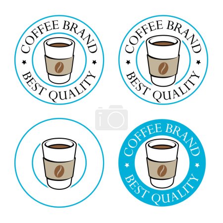 Téléchargez les photos : Round Paper Coffee or Tea Cup Icon with Text isolated on a White Background - en image libre de droit