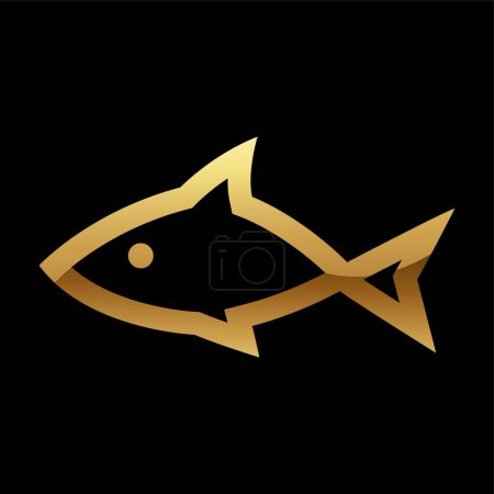 Photo for Golden Abstract Glossy Fish on a Black Background - Royalty Free Image