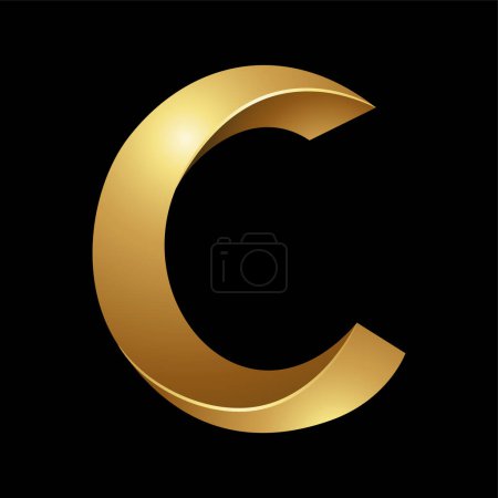Foto de Oro en relieve letra C retorcida sobre un fondo negro - Imagen libre de derechos