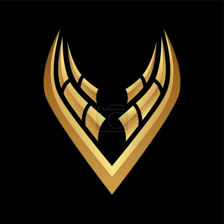 Photo for Golden Glossy Abstract Horns on a Black Background - Royalty Free Image