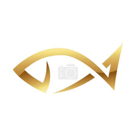 Photo for Golden Glossy Abstract Fish on a White Background - Royalty Free Image