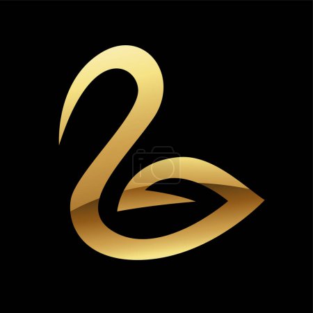 Photo for Golden Glossy Abstract Swan on a Black Background - Royalty Free Image