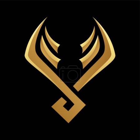 Photo for Golden Glossy Abstract Wings on a Black Background - Icon 1 - Royalty Free Image