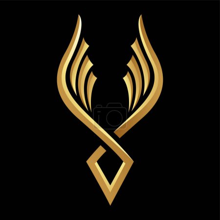 Photo for Golden Glossy Abstract Wings on a Black Background - Icon 4 - Royalty Free Image