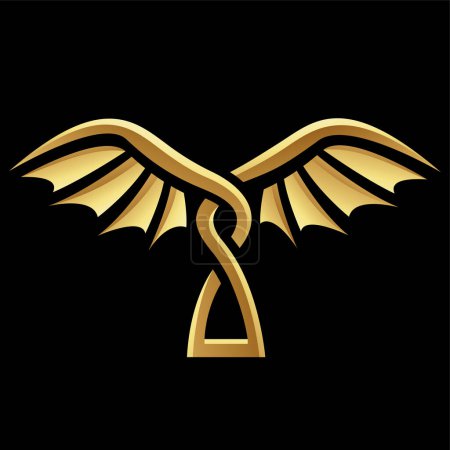 Photo for Golden Glossy Abstract Wings on a Black Background - Icon 5 - Royalty Free Image