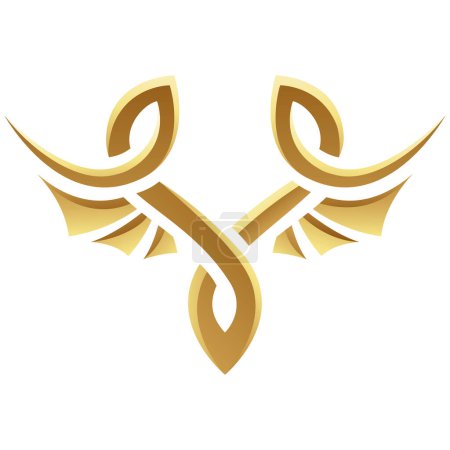 Photo for Golden Glossy Abstract Wings on a White Background - Icon 2 - Royalty Free Image
