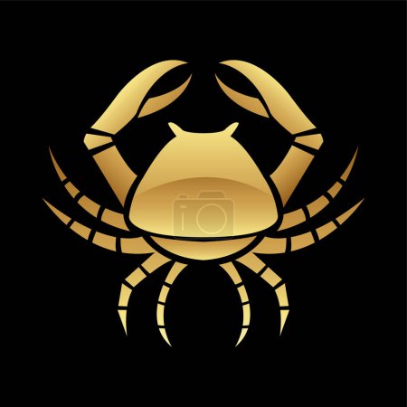 Photo for Golden Glossy Crab Icon on a Black Background - Royalty Free Image
