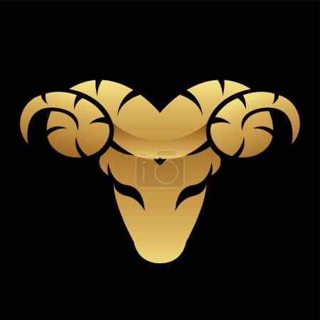 Photo for Golden Glossy Ram Icon on a Black Background - Royalty Free Image