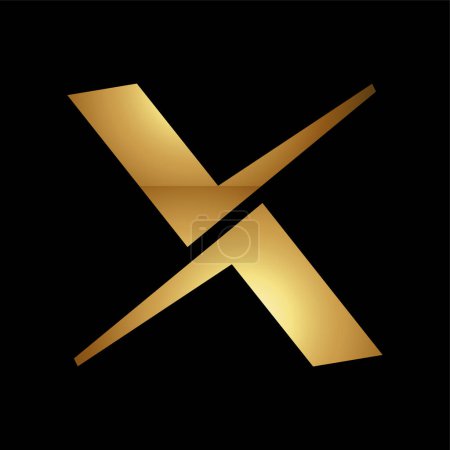 Golden Letter X Symbol on a Black Background - Icon 4