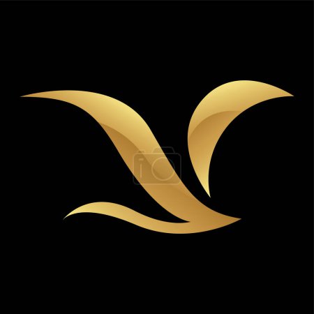 Photo for Golden Soft Wings Icon on a Black Background - Royalty Free Image