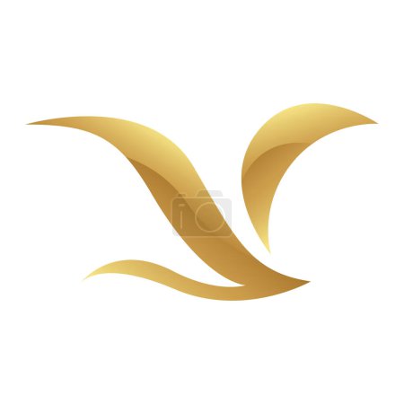Photo for Golden Soft Wings Icon on a White Background - Royalty Free Image