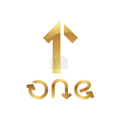 Téléchargez les photos : Symbole d'or pour le numéro 1 sur fond blanc - Icône 3 - en image libre de droit