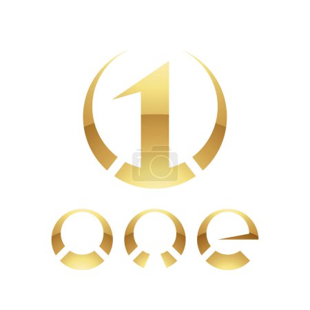 Téléchargez les photos : Symbole d'or pour le numéro 1 sur fond blanc - Icône 9 - en image libre de droit
