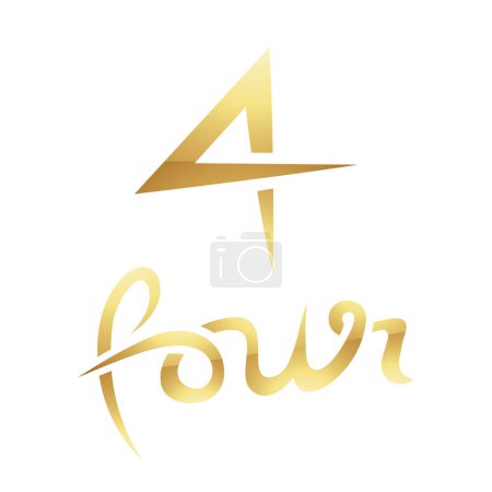 Photo for Golden Symbol for Number 4 on a White Background - Icon 3 - Royalty Free Image