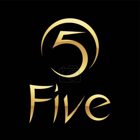 Photo for Golden Symbol for Number 5 on a Black Background - Icon 6 - Royalty Free Image