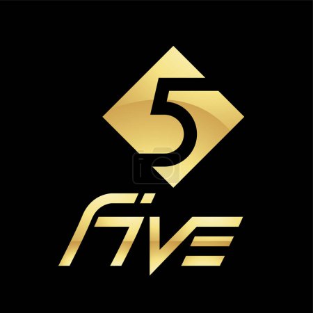 Photo for Golden Symbol for Number 5 on a Black Background - Icon 7 - Royalty Free Image